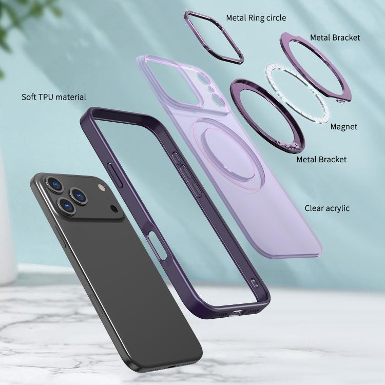 For iPhone 17 Pro kalebol MagSafe Metal Ring Holder Phone Case(Dark Purple) - iPhone 17 Pro Cases by Kalebol | Online Shopping UK | buy2fix