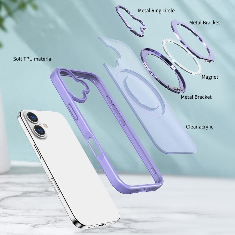 For iPhone 17 kalebol MagSafe Metal Ring Holder Phone Case(Light Purple) - iPhone 17 Cases by Kalebol | Online Shopping UK | buy2fix