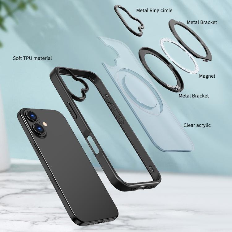 For iPhone 17 kalebol MagSafe Metal Ring Holder Phone Case(Black) - iPhone 17 Cases by Kalebol | Online Shopping UK | buy2fix