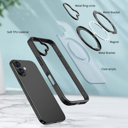 For iPhone 17 kalebol MagSafe Metal Ring Holder Phone Case(Black) - iPhone 17 Cases by Kalebol | Online Shopping UK | buy2fix