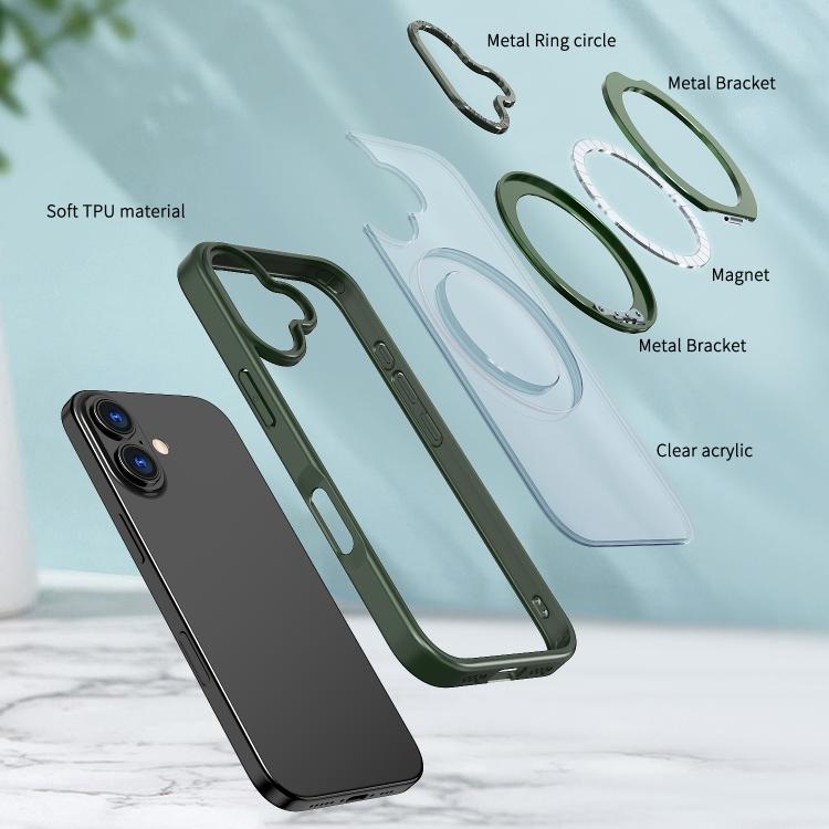 For iPhone 17 kalebol MagSafe Metal Ring Holder Phone Case(Green) - iPhone 17 Cases by Kalebol | Online Shopping UK | buy2fix