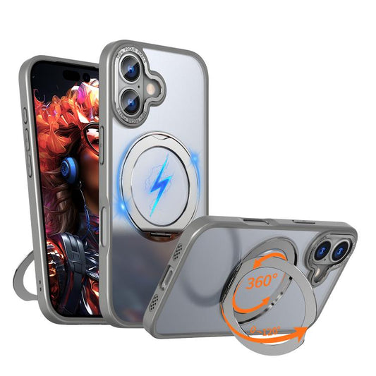 For iPhone 17 kalebol MagSafe Metal Ring Holder Phone Case(Titanium Gray) - iPhone 17 Cases by Kalebol | Online Shopping UK | buy2fix