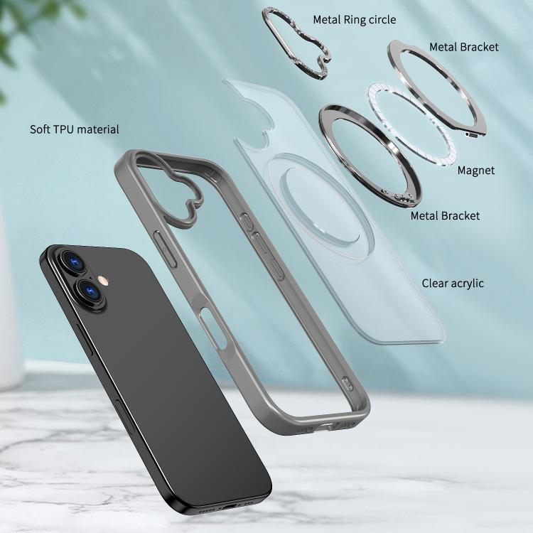 For iPhone 17 kalebol MagSafe Metal Ring Holder Phone Case(Titanium Gray) - iPhone 17 Cases by Kalebol | Online Shopping UK | buy2fix