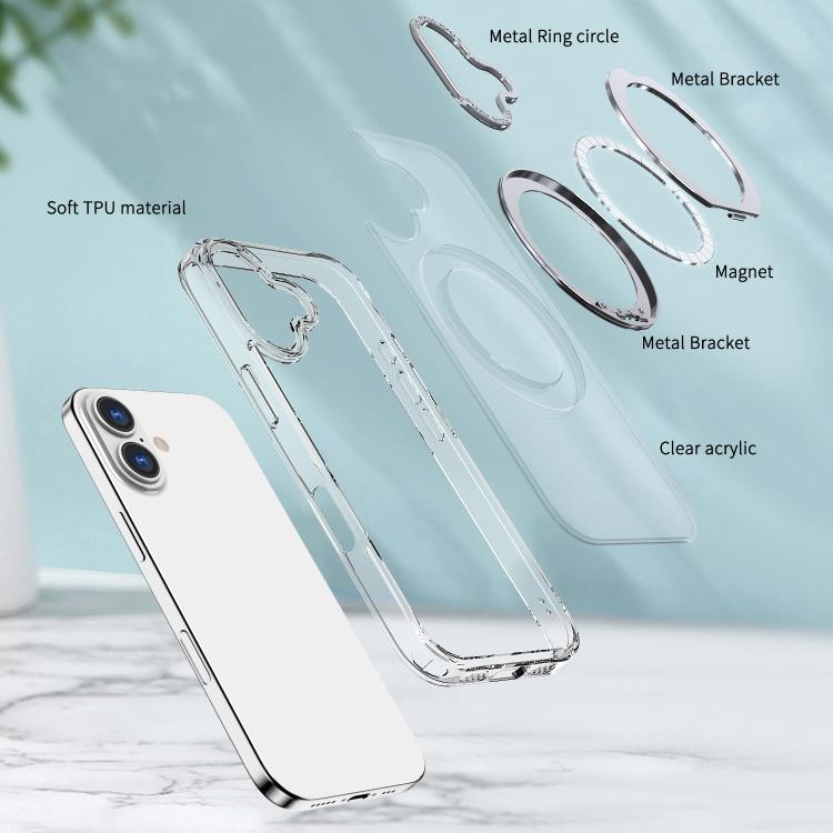 For iPhone 17 kalebol MagSafe Metal Ring Holder Phone Case(Transparent) - iPhone 17 Cases by Kalebol | Online Shopping UK | buy2fix