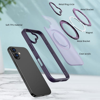 For iPhone 17 kalebol MagSafe Metal Ring Holder Phone Case(Dark Purple) - iPhone 17 Cases by Kalebol | Online Shopping UK | buy2fix