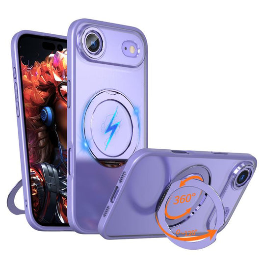 For iPhone Air kalebol MagSafe Metal Ring Holder Phone Case(Light Purple)