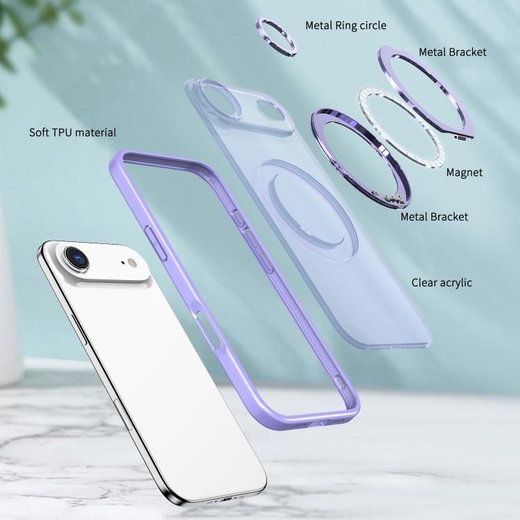 For iPhone Air kalebol MagSafe Metal Ring Holder Phone Case(Light Purple) - iPhone Air Cases by Kalebol | Online Shopping UK | buy2fix