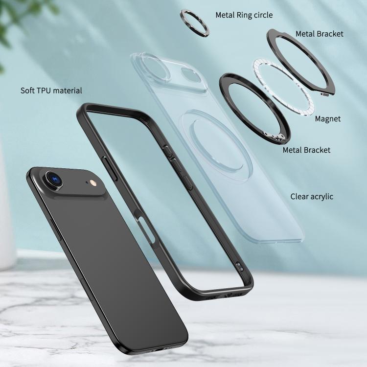 For iPhone Air kalebol MagSafe Metal Ring Holder Phone Case(Black) - iPhone Air Cases by Kalebol | Online Shopping UK | buy2fix