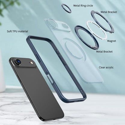 For iPhone 17 Air kalebol MagSafe Metal Ring Holder Phone Case(Blue) - iPhone 17 Air Cases by Kalebol | Online Shopping UK | buy2fix