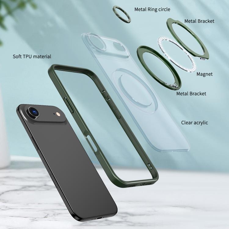 For iPhone 17 Air kalebol MagSafe Metal Ring Holder Phone Case(Green) - iPhone 17 Air Cases by Kalebol | Online Shopping UK | buy2fix