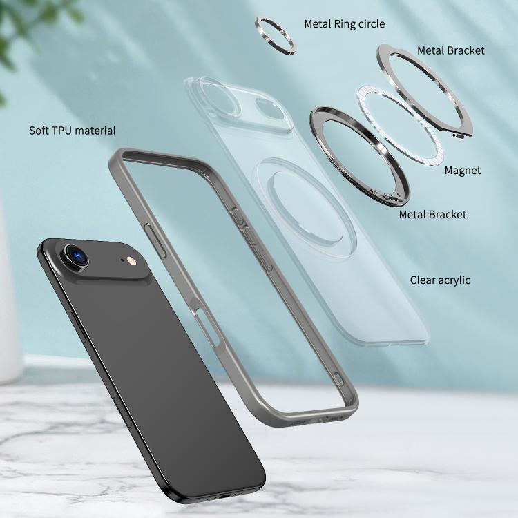 For iPhone Air kalebol MagSafe Metal Ring Holder Phone Case(Titanium Gray) - iPhone Air Cases by Kalebol | Online Shopping UK | buy2fix