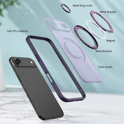 For iPhone Air kalebol MagSafe Metal Ring Holder Phone Case(Dark Purple) - iPhone Air Cases by Kalebol | Online Shopping UK | buy2fix