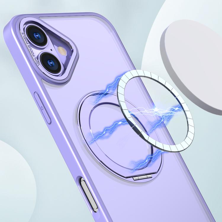 For iPhone 16 Plus kalebol MagSafe Metal Ring Holder Phone Case(Light Purple) - iPhone 16 Plus Cases by Kalebol | Online Shopping UK | buy2fix