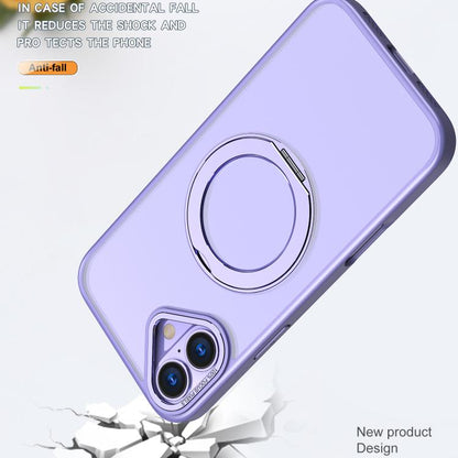 For iPhone 16 Plus kalebol MagSafe Metal Ring Holder Phone Case(Light Purple) - iPhone 16 Plus Cases by Kalebol | Online Shopping UK | buy2fix