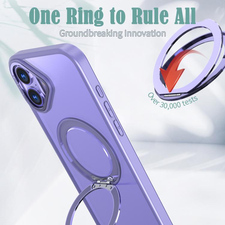 For iPhone 16 Plus kalebol MagSafe Metal Ring Holder Phone Case(Light Purple) - iPhone 16 Plus Cases by Kalebol | Online Shopping UK | buy2fix