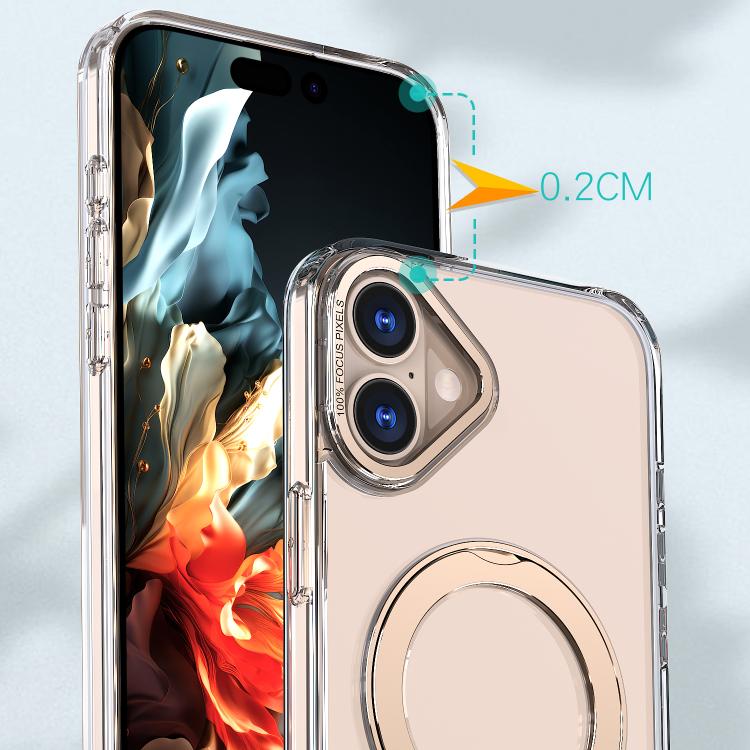 For iPhone 16 Plus kalebol MagSafe Metal Ring Holder Phone Case(Desert Gold) - iPhone 16 Plus Cases by Kalebol | Online Shopping UK | buy2fix