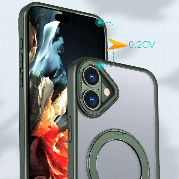 For iPhone 16 Plus kalebol MagSafe Metal Ring Holder Phone Case(Green) - iPhone 16 Plus Cases by Kalebol | Online Shopping UK | buy2fix