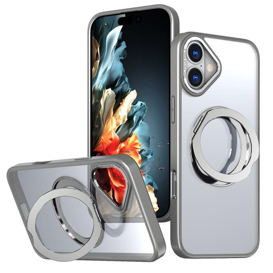 For iPhone 16 Plus kalebol MagSafe Metal Ring Holder Phone Case(Titanium Gray) - iPhone 16 Plus Cases by Kalebol | Online Shopping UK | buy2fix