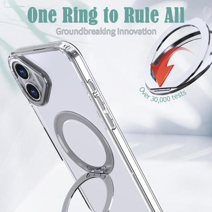 For iPhone 16 Plus kalebol MagSafe Metal Ring Holder Phone Case(Transparent) - iPhone 16 Plus Cases by Kalebol | Online Shopping UK | buy2fix