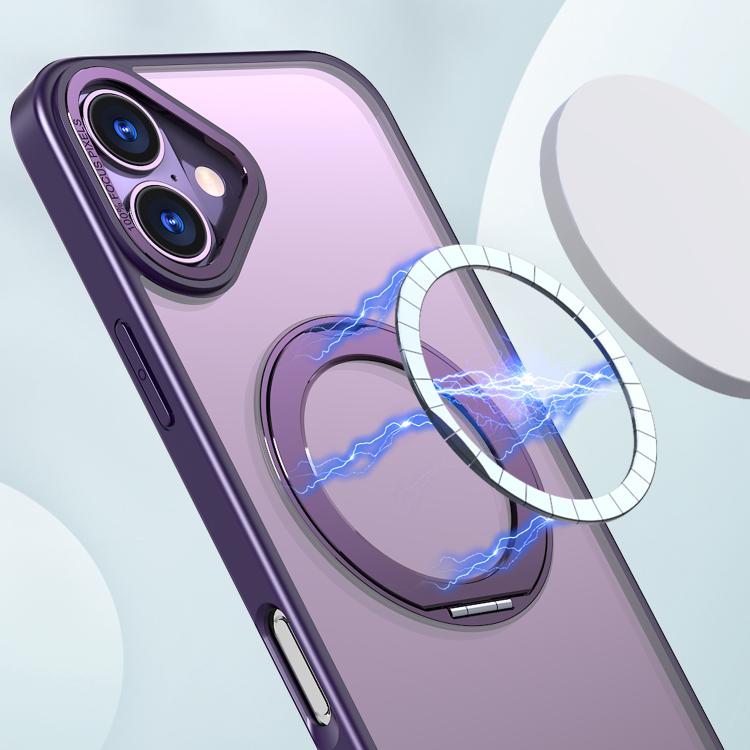 For iPhone 16 Plus kalebol MagSafe Metal Ring Holder Phone Case(Dark Purple) - iPhone 16 Plus Cases by Kalebol | Online Shopping UK | buy2fix