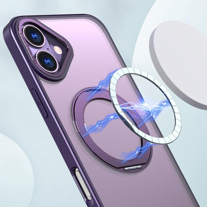 For iPhone 16 Plus kalebol MagSafe Metal Ring Holder Phone Case(Dark Purple) - iPhone 16 Plus Cases by Kalebol | Online Shopping UK | buy2fix