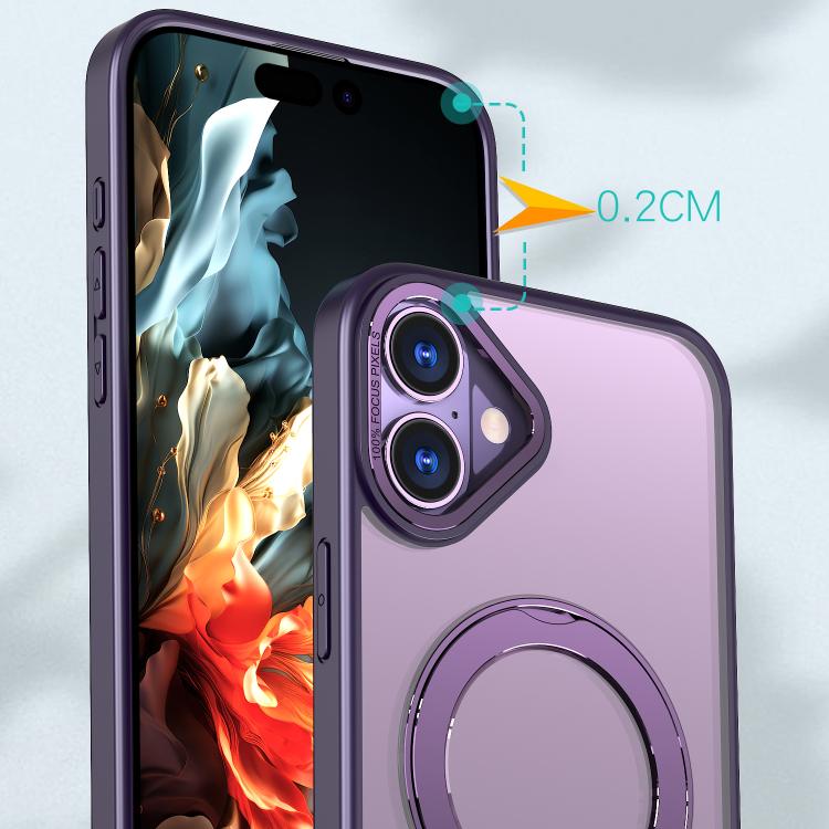 For iPhone 16 Plus kalebol MagSafe Metal Ring Holder Phone Case(Dark Purple) - iPhone 16 Plus Cases by Kalebol | Online Shopping UK | buy2fix