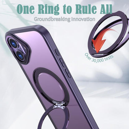 For iPhone 16 Plus kalebol MagSafe Metal Ring Holder Phone Case(Dark Purple) - iPhone 16 Plus Cases by Kalebol | Online Shopping UK | buy2fix