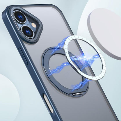 For iPhone 16 Plus kalebol MagSafe Metal Ring Holder Phone Case(Navy Blue) - iPhone 16 Plus Cases by Kalebol | Online Shopping UK | buy2fix