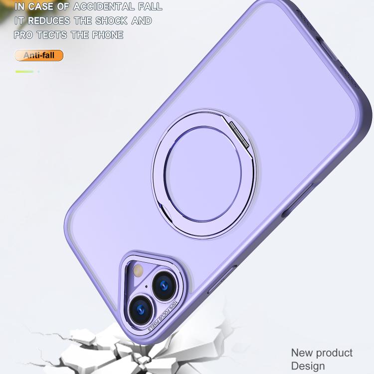 For iPhone 16 kalebol MagSafe Metal Ring Holder Phone Case(Light Purple) - iPhone 16 Cases by Kalebol | Online Shopping UK | buy2fix