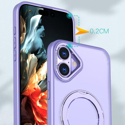 For iPhone 16 kalebol MagSafe Metal Ring Holder Phone Case(Light Purple) - iPhone 16 Cases by Kalebol | Online Shopping UK | buy2fix