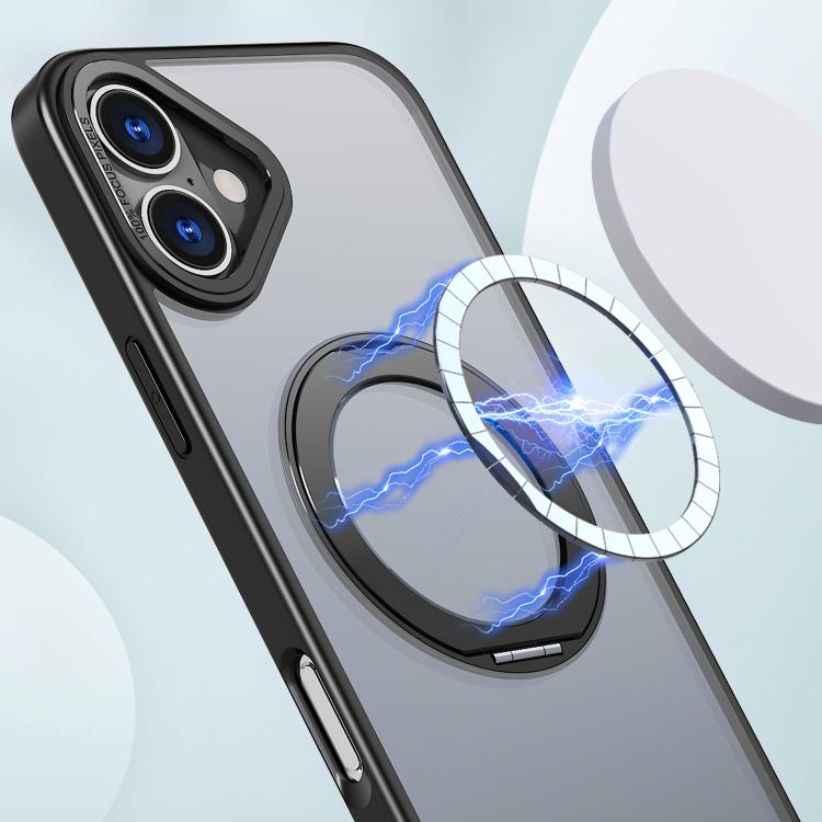 For iPhone 16 kalebol MagSafe Metal Ring Holder Phone Case(Black) - iPhone 16 Cases by Kalebol | Online Shopping UK | buy2fix