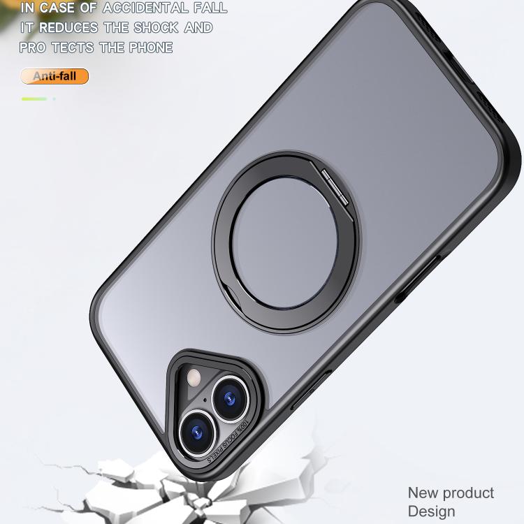 For iPhone 16 kalebol MagSafe Metal Ring Holder Phone Case(Black) - iPhone 16 Cases by Kalebol | Online Shopping UK | buy2fix