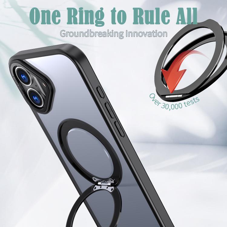 For iPhone 16 kalebol MagSafe Metal Ring Holder Phone Case(Black) - iPhone 16 Cases by Kalebol | Online Shopping UK | buy2fix