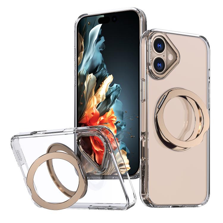 For iPhone 16 kalebol MagSafe Metal Ring Holder Phone Case(Desert Gold) - iPhone 16 Cases by Kalebol | Online Shopping UK | buy2fix