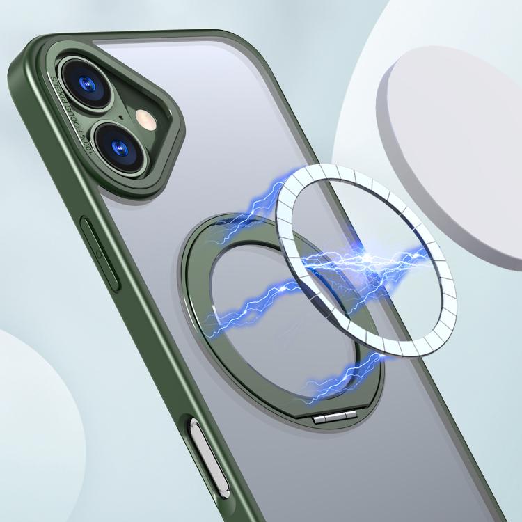 For iPhone 16 kalebol MagSafe Metal Ring Holder Phone Case(Green) - iPhone 16 Cases by Kalebol | Online Shopping UK | buy2fix