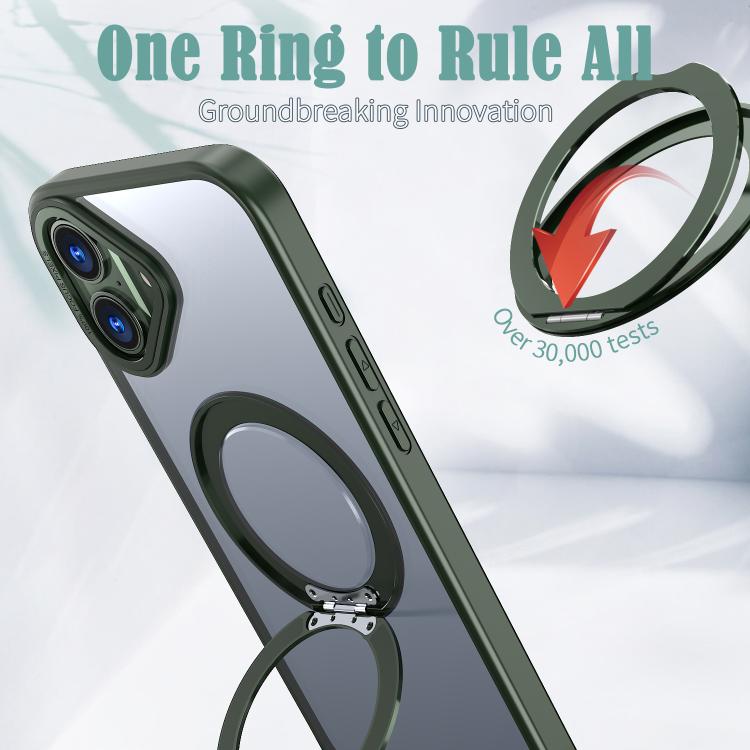 For iPhone 16 kalebol MagSafe Metal Ring Holder Phone Case(Green) - iPhone 16 Cases by Kalebol | Online Shopping UK | buy2fix