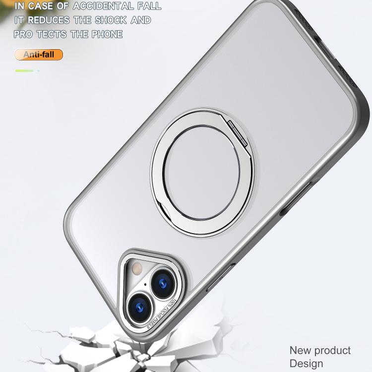 For iPhone 16 kalebol MagSafe Metal Ring Holder Phone Case(Titanium Gray) - iPhone 16 Cases by Kalebol | Online Shopping UK | buy2fix