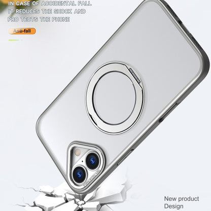 For iPhone 16 kalebol MagSafe Metal Ring Holder Phone Case(Titanium Gray) - iPhone 16 Cases by Kalebol | Online Shopping UK | buy2fix
