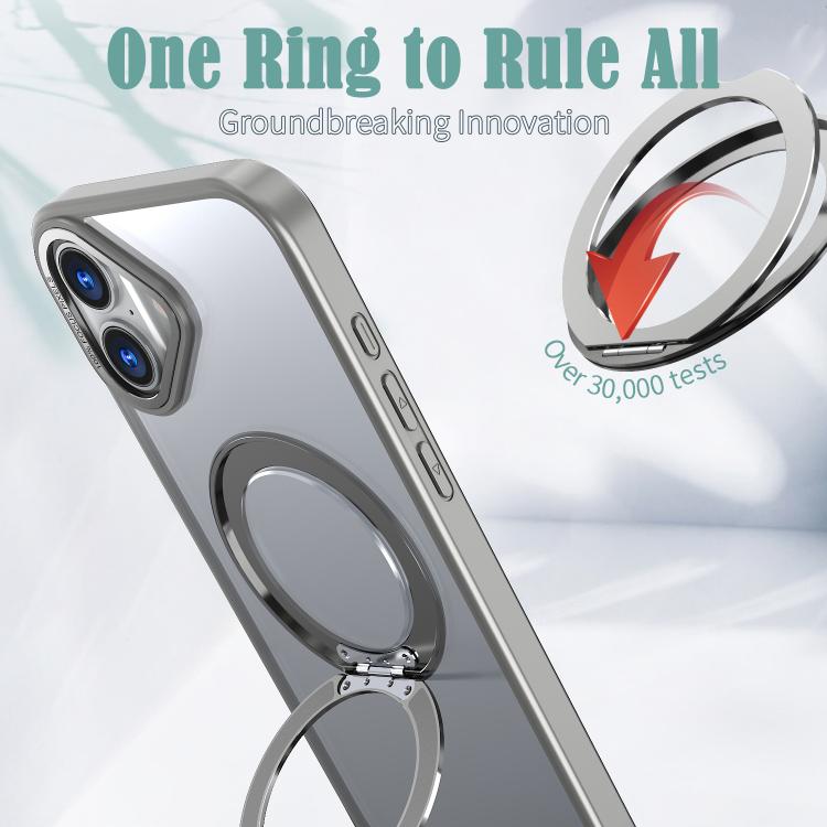 For iPhone 16 kalebol MagSafe Metal Ring Holder Phone Case(Titanium Gray) - iPhone 16 Cases by Kalebol | Online Shopping UK | buy2fix