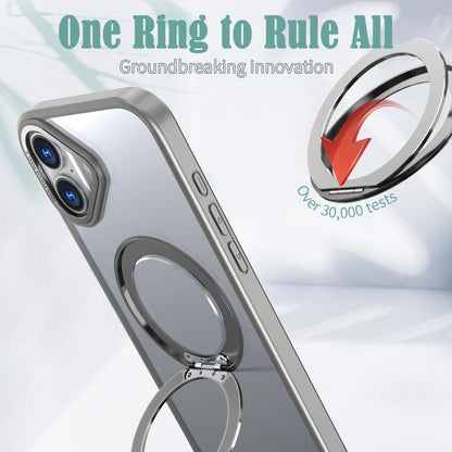 For iPhone 16 kalebol MagSafe Metal Ring Holder Phone Case(Titanium Gray) - iPhone 16 Cases by Kalebol | Online Shopping UK | buy2fix