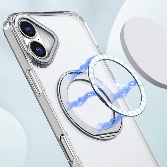 For iPhone 16 kalebol MagSafe Metal Ring Holder Phone Case(Transparent) - iPhone 16 Cases by Kalebol | Online Shopping UK | buy2fix
