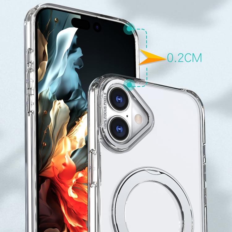 For iPhone 16 kalebol MagSafe Metal Ring Holder Phone Case(Transparent) - iPhone 16 Cases by Kalebol | Online Shopping UK | buy2fix