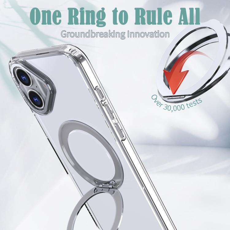 For iPhone 16 kalebol MagSafe Metal Ring Holder Phone Case(Transparent) - iPhone 16 Cases by Kalebol | Online Shopping UK | buy2fix