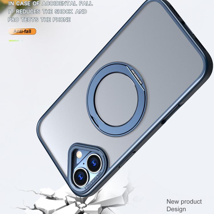 For iPhone 16 kalebol MagSafe Metal Ring Holder Phone Case(Navy Blue) - iPhone 16 Cases by Kalebol | Online Shopping UK | buy2fix