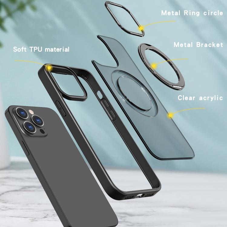 For iPhone 16 Pro Max kalebol MagSafe Metal Ring Holder Phone Case(Black) - iPhone 16 Pro Max Cases by Kalebol | Online Shopping UK | buy2fix