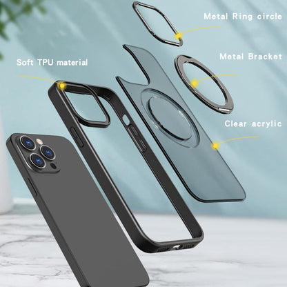 For iPhone 16 Pro Max kalebol MagSafe Metal Ring Holder Phone Case(Black) - iPhone 16 Pro Max Cases by Kalebol | Online Shopping UK | buy2fix