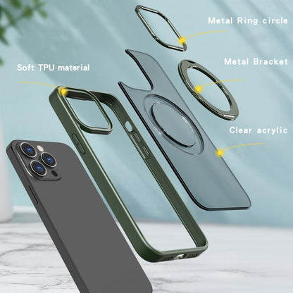 For iPhone 16 Pro Max kalebol MagSafe Metal Ring Holder Phone Case(Green) - iPhone 16 Pro Max Cases by Kalebol | Online Shopping UK | buy2fix