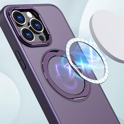 For iPhone 16 Pro Max kalebol MagSafe Metal Ring Holder Phone Case(Dark Purple) - iPhone 16 Pro Max Cases by Kalebol | Online Shopping UK | buy2fix