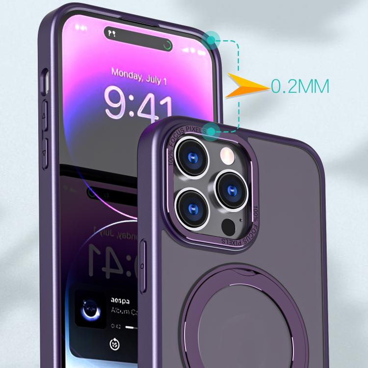 For iPhone 16 Pro Max kalebol MagSafe Metal Ring Holder Phone Case(Dark Purple) - iPhone 16 Pro Max Cases by Kalebol | Online Shopping UK | buy2fix