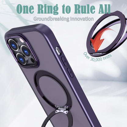 For iPhone 16 Pro Max kalebol MagSafe Metal Ring Holder Phone Case(Dark Purple) - iPhone 16 Pro Max Cases by Kalebol | Online Shopping UK | buy2fix